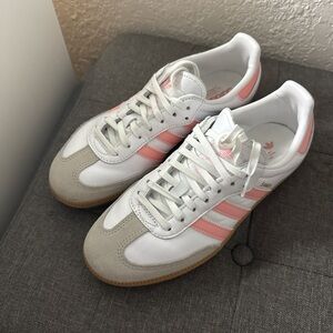 Adidas Women's White and Pink Sneakers